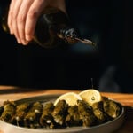 Greek dolmadakia yialantzi with rice and herbs
